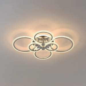 Lámpara de techo moderna de 58W, luz LED empotrada regulable, 4 anillos, colgante de techo acrílico, para sala de estar y comedor - Product Image 1
