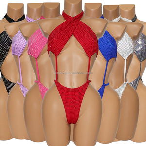 S662 Mới Nhất Pha Lê Halter Bodysuits Bãi Biển Sexy Rhinestone Pha Lê Trang Phục Tôn Tạo Kỳ Lạ Dancewear Pha Lê Áo Tắm - Product Image 1