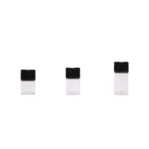 Vials 1ml 2ml 3ml mini clear sample essential oil glass bottles with black screw cap plastic orifice reducer