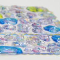 Autocollant 3D en PVC souple à paillettes liquides mobiles pour breloque de sac, décoration DIY Kawaii Anime Japonais