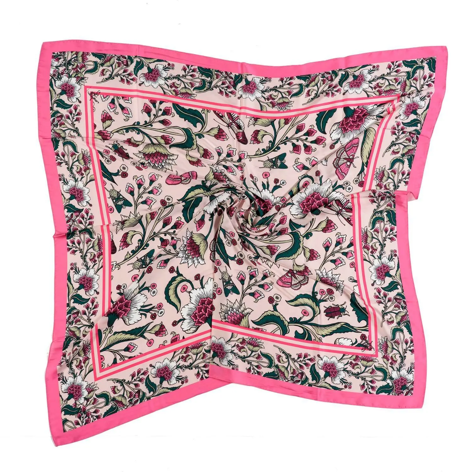 French Retro Big Square Silk Satin Neckerchief Silk Scarves Geometric Pattern Digital Printed silk scarves