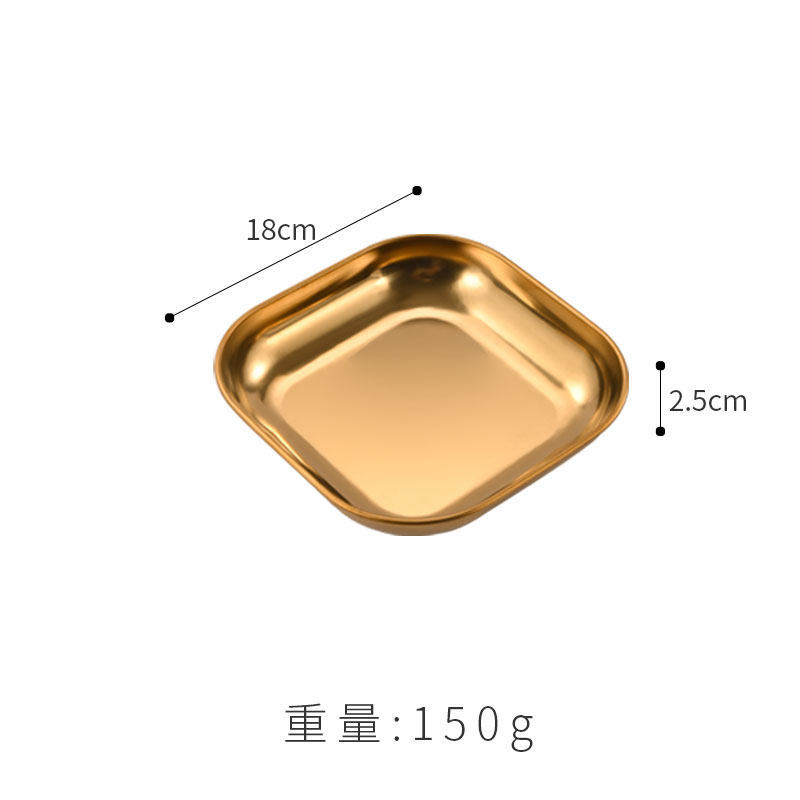 Plato de postre cuadrado de 18 cm (dorado)