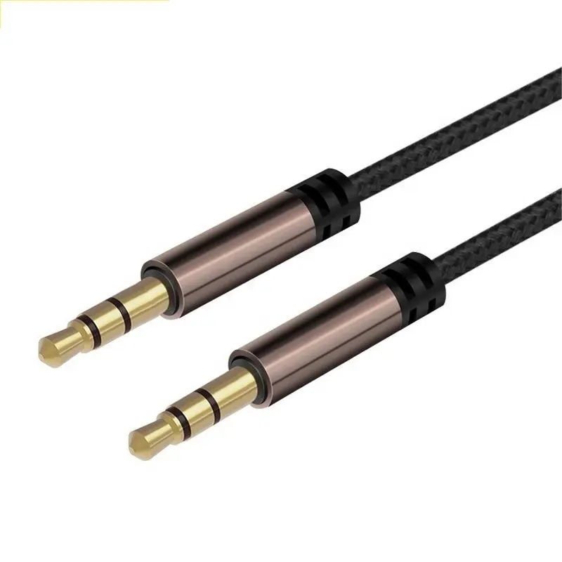 Wholesale 3.5mm Nylon Braided Aux Cable Earphone extension cable Four-level vehicle audio cable
