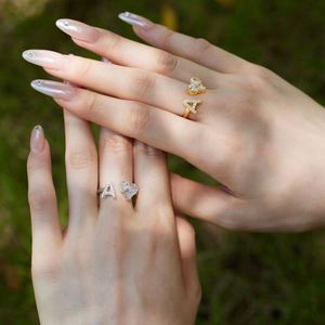 Dylam <b>Adjustable</b> a Initial <b>Ring</b> for Women 925 Sterling <b>Silver</b> Letters Love Heart Shape 5A Cubic Zirconia A-Z 26 Alphabet <b>Rings</b> - Product Image 2
