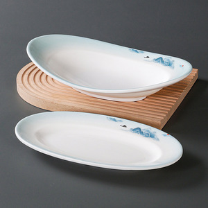 Xiangyuan <b>melamine</b> tableware <b>plates</b>, commercial oval <b>plates</b>, special fish <b>plates</b>, imitation porcelain hotel restaurant dishes, - Product Image 2