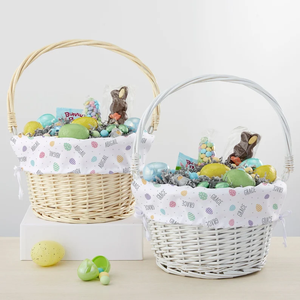 Doublure de panier de Pâques personnalisable en polyester avec broderie vintage et impression motif lapin - Product Image 1