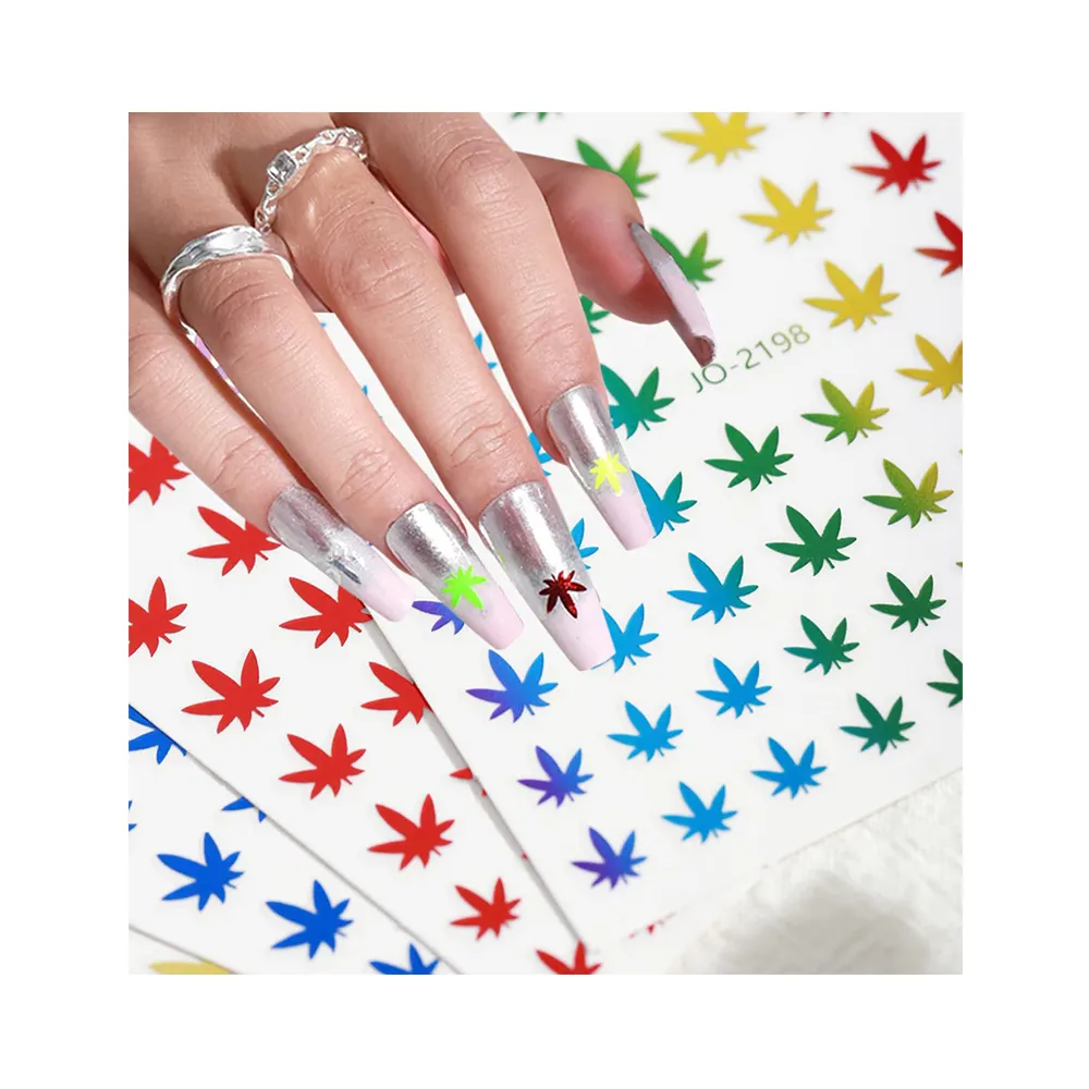 Nuevas pegatinas de uñas de moda al por mayor hoja flor decoración de uñas de lujo pegatinas adhesivas calcomanías de manicura