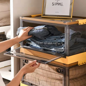 Đóng Mở Trong Suốt Nhựa Lưu Trữ Thùng Có Thể Gập Lại Hộp Bánh Xe Đồ Chơi/Vải/Snack/Home Sử Dụng Rắn Phong Cách <span class=keywords><strong>Stackable</strong></span> Rõ Ràng Nắp - Product Image 4