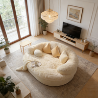 Luxuriöses Modernes Rundes Schlafsofa Wohnzimmermöbel Weißer Flauschiger Übergroßer Kuschelsessel Komfortable Lounge-Couch