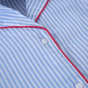 Pigiama da donna 100% cotone a maniche lunghe, completo estivo con <span class=keywords><strong>camicia</strong></span> a maniche lunghe e pantaloncini a righe. - Product Image 5