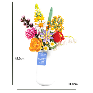 Feelo FL2261 Vase parfumé Blocs de fleurs <span class=keywords><strong>Mini</strong></span> blocs de <span class=keywords><strong>construction</strong></span> Puzzle de fleurs Assemblage Bouquet Jouet de <span class=keywords><strong>construction</strong></span> Modèle Plastique ABS - Product Image 5