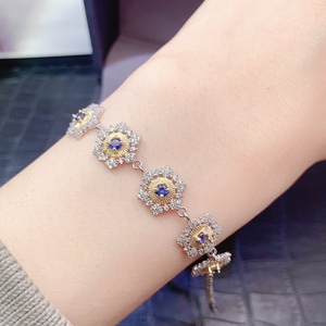 Sconto stile classico 925 argento Sterling naturale zaffiro braccialetto regalo perfetto per le donne - Product Image 3