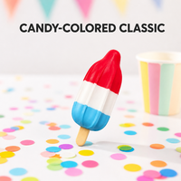 Trio de jouets squishy classiques en mousse souple, motifs Ice Pop, rouge, blanc, bleu, corps cannelé, manche en bois, cadeau d'été
