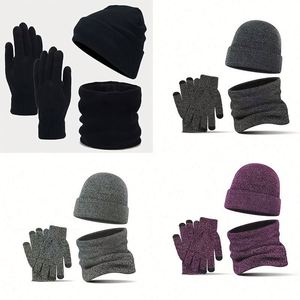 Ensemble 3 pièces bonnet, gants et écharpe unisexe en tricot – Bonnets, gants d'hiver et cache-cou polaire en gros – Cadeau promotionnel - Product Image 1