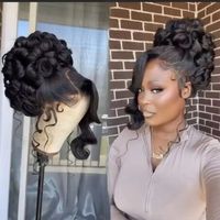 Péruque Frontale 13x6 HD en Cheveux Humains, Péruque en Cheveux Bruts à Cuticules Alignées, Péruque Frontale HD, Péruques 360 Full Lace pour Femmes Noires