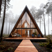 Maison préfabriquée de luxe en Chine Maison préfabriquée Toit triangulaire Cabine modulaire Petites maisons pour salon Chambre à coucher Salle de bain