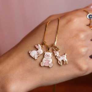 Nuova Serie di Animali Rosa in Miniatura: Coniglio, Orsetto, <span class=keywords><strong>Volpe</strong></span>, Alce, Pinguino - Ciondolo Fai-da-Te per Collana e <span class=keywords><strong>Bracciale</strong></span>, Regalo per Donne, Gioielli all'Ingrosso - Product Image 2