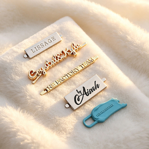 ODM OEM Custom Metal Logo Labels Private Brand Self-Adhesive <b>Name</b> Tags Laser Cut Eco-Friendly Own Design Metal <b>Plates</b> for - Product Image 2