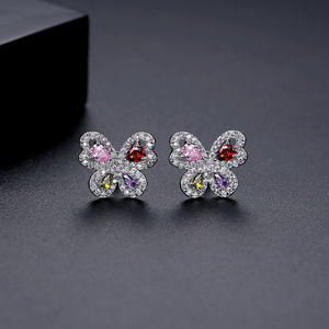 LUOTEEMI Wholesale <strong>Top</strong> Quality Brand New Fashion Popular Luxury Elegant Wedding Jewelry Clear CZ Female Butterfly <strong>Earrings</strong> - Product Image 5