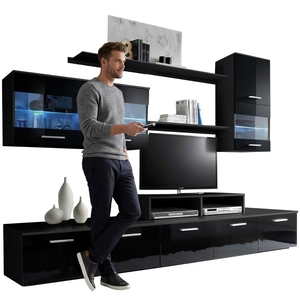 Neues Design Glänzendes Holz-TV-Schrank-Set mit LED-Beleuchtung Modern Marke ASTO - Product Image 5