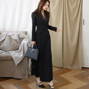 Boutique venta al por mayor <span class=keywords><strong>2022</strong></span> otoño nuevo OL temperamento profesional <span class=keywords><strong>traje</strong></span> cuello doble botonadura <span class=keywords><strong>traje</strong></span> largo abrigo - Product Image 3