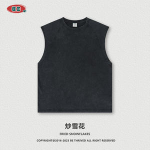 2023 nouveautés sans manches haute rue être prospéré rétro poids lourd 275G pur coton surdimensionné Couple lavé débardeur t-shirt - Product Image 3