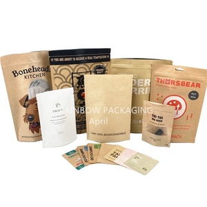100% Biodegradable Kraft Paper Bags Pet Treats Tea Snack Edible Packaging Pouch Standard Paper Bag Size with Zip lock