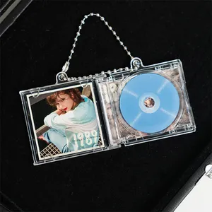 Wholesale Custom Album Vinyl Record Box Kpop Clear Keychain Mini HUANDAO Cd Keychain Nfc Cd Keychain