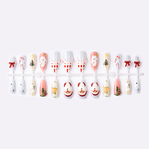 Prensa ABS hecha a mano en <span class=keywords><strong>uñas</strong></span> usables en forma de almendra piezas desmontables reutilizables para manicura de Navidad con dedos - Product Image 6