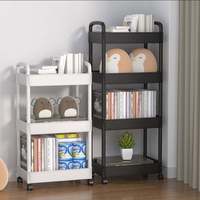 Chariot à roulettes en plastique, étagère de rangement portable à 4 niveaux pour salle de bain, salon, sol, chariot domestique mobile polyvalent