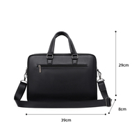 Maletín de Cuero PU con Textura de Litchi para Hombre, Gran Capacidad, Múltiples Bolsillos, Bolso de Mano para Portátil, para el Trabajo Diario y Viajes