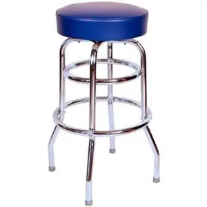 Aangepaste Vintage Retro Metalen Hoge Ronde Stoelen Swivel Leather Barkruk Met Logo Gedrukt