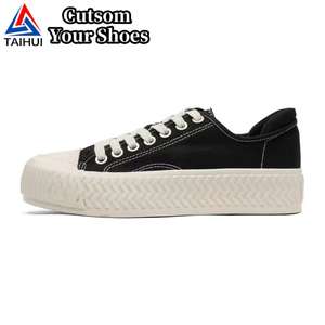 Chaussures basses en toile respirantes anti-usure à lacets personnalisées pour hommes, chaussures décontractées polyvalentes pour étudiants - Product Image 1