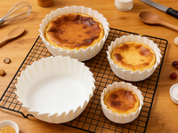 Plateaux en papier basque multi-tailles pour gâteaux au fromage, gâteaux éponge, gâteaux chiffon - Non pliables, antiadhésifs, écologiques, résistants à la chaleur