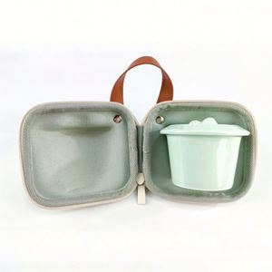 Ensemble de tasses à thé de voyage de style chinois, étui à thé en EVA avec fermeture éclair, étanche en PU, résistant pour le café et le thé, théière en porcelaine durable - Product Image 5