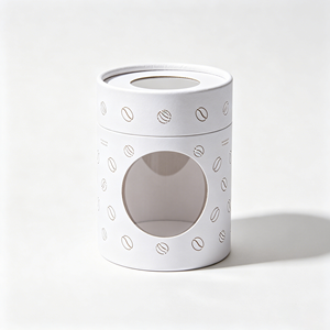 Boîte cylindrique en papier kraft avec fenêtre transparente en PET, tube rigide en papier pour emballage de grains de café, pour vente au détail et utilisation personnalisée de la marque. - Product Image 6