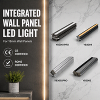 Panneau mural avec profilé en aluminium et éclairage LED pour éclairage mural intérieur de 18 mm, lumière linéaire décorative YBHQB-24