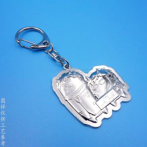Porte-clés en alliage de zinc électroplaqué avec figurine de dessin animé en relief, taille et couleur personnalisées, cadeau d'affaires - Product Image 2