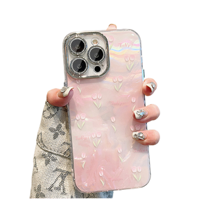 Adecuado para IPhone15 Tulip Phone Case con textura degradada. Paquete completo 13proMax Drop 14 - Product Image 1