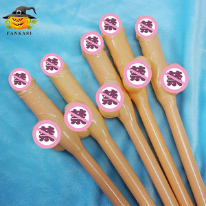 Pailles en forme de pénis FANKASI, couleur chair, en plastique, accessoires amusants pour les fêtes, les bars et les discothèques - Product Image 3