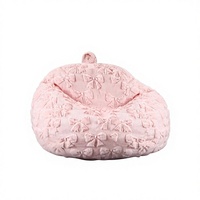 Housse de pouf rose avec nœud, sans rembourrage, en peluche moelleuse et lavable, une place pour adolescents