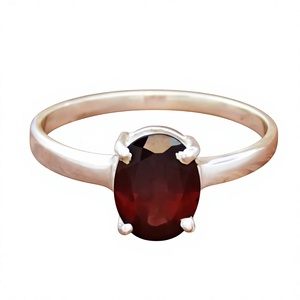 Oval Cut <b>Garnet</b> 925 Sterling <b>Silver</b> Prong Setting Gemstone <b>Ring</b> Classic Women's Engagement Jewelry - Product Image 1