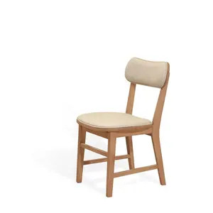 Cadeiras estofadas de tecido de jantar de meados do século com moldura de madeira maciça cadeira lateral de madeira maciça natural para sala de cozinha
