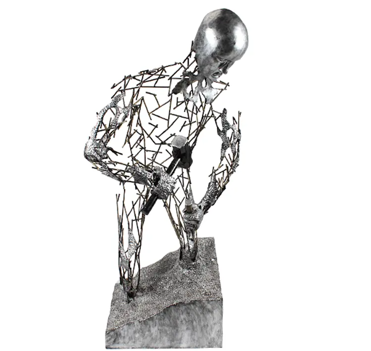 Escultura de acero inoxidable, estatua artística abstracta artesanal