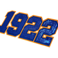 Patch thermocollant en résine sur tissu non tissé, motif lettre grecque SGRho, Sororité Sigma Gamma Rho 1922, bleu roi et or, avec paillettes