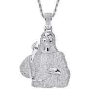Collier pendentif visage Hip Hop vintage, chaîne bling CZ glacé, plaqué or 18 carats, vente en gros