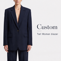 Blazer structuré sur mesure de haute qualité pour femmes de grande taille, veste de costume longue à simple boutonnage pour tenue professionnelle