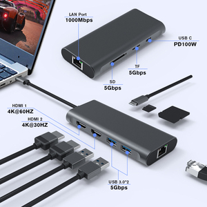 8-in-1 Multiport <span class=keywords><strong>Adapter</strong></span> Loại C để RJ45 4K 60Hz <span class=keywords><strong>HDMI</strong></span> <span class=keywords><strong>USB</strong></span> 3.0 SD TF PD <span class=keywords><strong>USB</strong></span> Hub - Product Image 2
