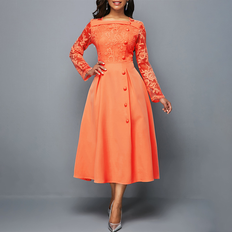 Orange plus size elegant mother of the bride dress