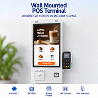 Terminal de point de vente mural 21,5 pouces Android 11 RK3566 avec écran tactile capacitif, imprimante 80 mm et lecteur QR pour la restauration et le commerce de détail